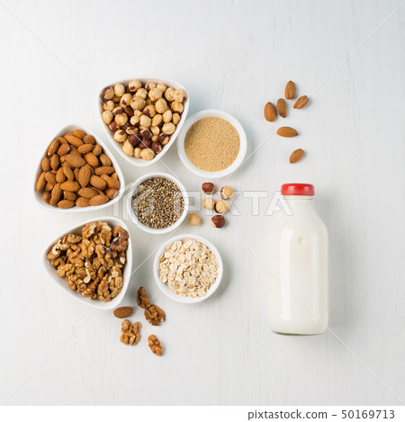 Vegan nut milk and ingredients Vegan nut milk and ingredients 50169713
