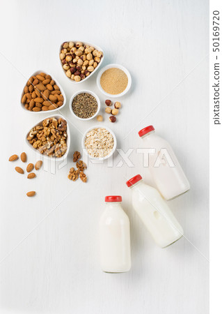 Vegan nut milk and ingredients Vegan nut milk and ingredients 50169720