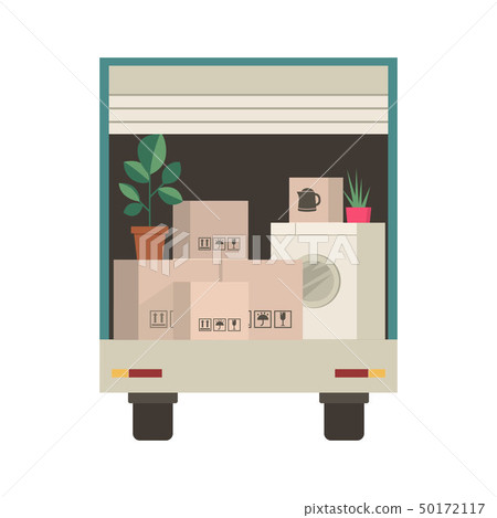 Things inside truck. Packed household stuff in van 50172117