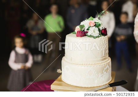 Luxury decorated wedding cake on the table Luxury decorated wedding cake on the table 50172935