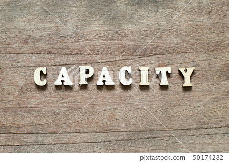 Letter block in word capacity on wood background 50174282