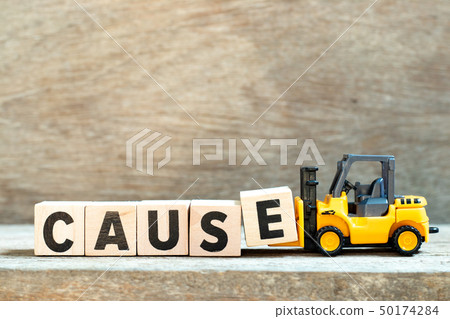 Toy forklift hold letter block e to word cause 50174284