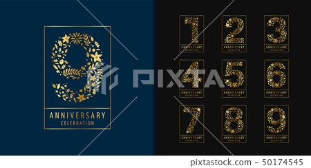 Set of anniversary logotype. Golden anniversary. Set of anniversary logotype. Golden anniversary. 50174545