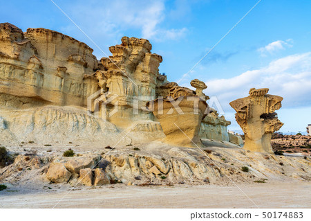 View of the Erosions of Bolnuevo, Las Gredas, Mazarron. Murcia, Spain 50174883
