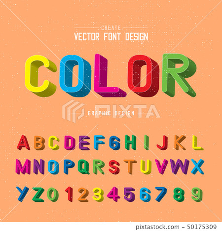 3D Font color and alphabet vector, Writing design 3D Font color and alphabet vector, Writing design 50175309
