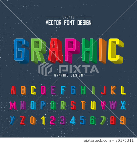 3D Font color and alphabet vector, Writing graphic 3D Font color and alphabet vector, Writing graphic 50175311