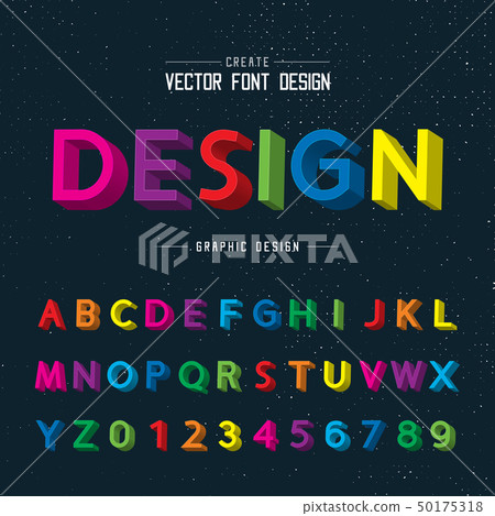 3D Font color and alphabet vector, Writing Design 3D Font color and alphabet vector, Writing Design 50175318