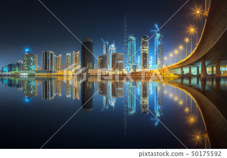 Panoramic view of Dubai Business bay, UAE 50175592
