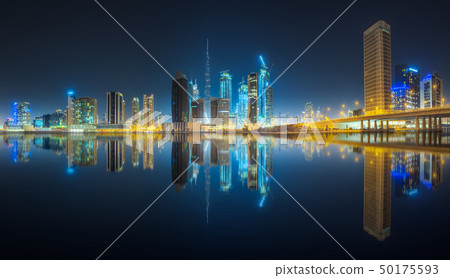 Panoramic view of Dubai Business bay, UAE Panoramic view of Dubai Business bay, UAE 50175593