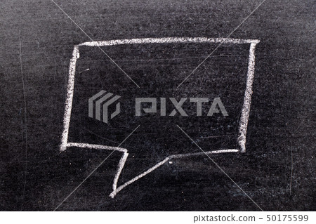 White chalk hand drawing in bubble speech shape White chalk hand drawing in bubble speech shape 50175599