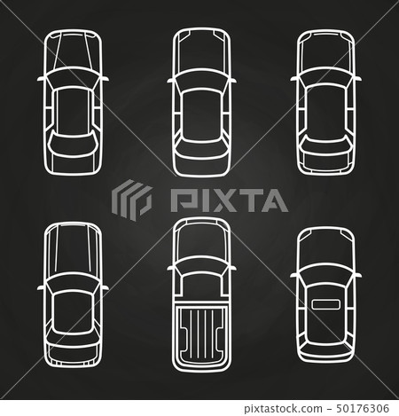 White cars template set - cars top view icons 50176306