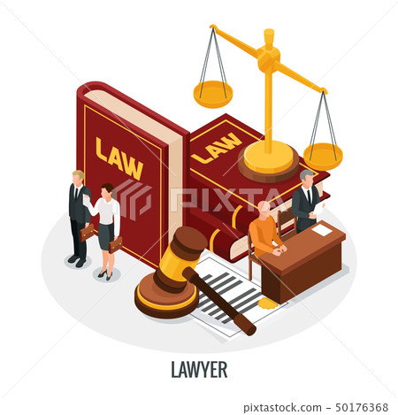 Lawyer Books Isometric Composition 50176368
