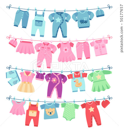 Baby clothes drying on clothesline vector... - Stock Illustration  [50177657] - PIXTA