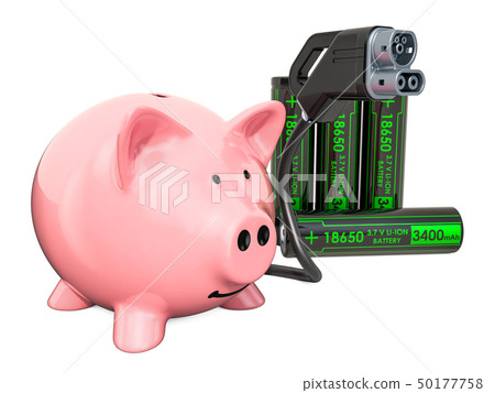 Electric Car Charging Plug With Piggy Bank Stock Illustration 50177758 Pixta