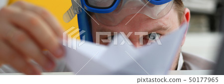 Man wearing suit and tie in goggles and snorkel Man wearing suit and tie in goggles and snorkel 50177965