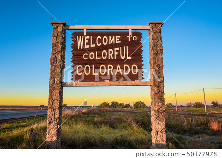 Welcome to colorful Colorado street sign along Interstate I-76 Welcome to colorful Colorado street sign along Interstate I-76 50177978