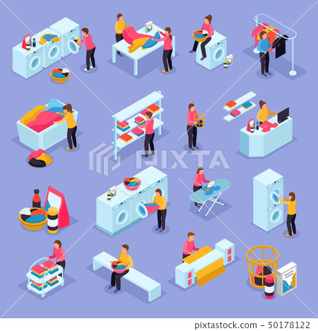 Laundry Isometric Icons  50178122