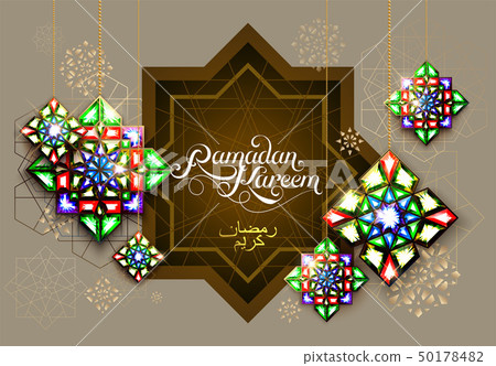 Ramadan Kareem. Abstract girih flower encrusted with color crystals. Vector illustration. Islamic Ramadan Kareem. Abstract girih flower encrusted with color crystals. Vector illustration. Islamic 50178482