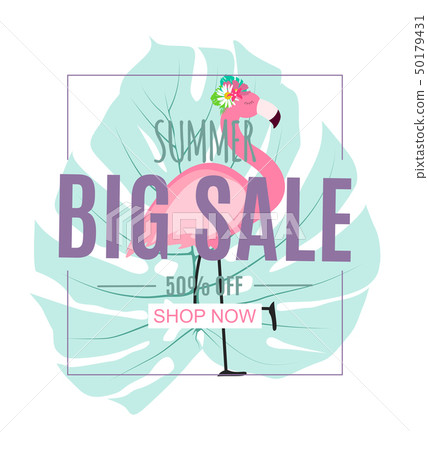 Abstract Summer Sale Background with Palm Leaves Abstract Summer Sale Background with Palm Leaves 50179431