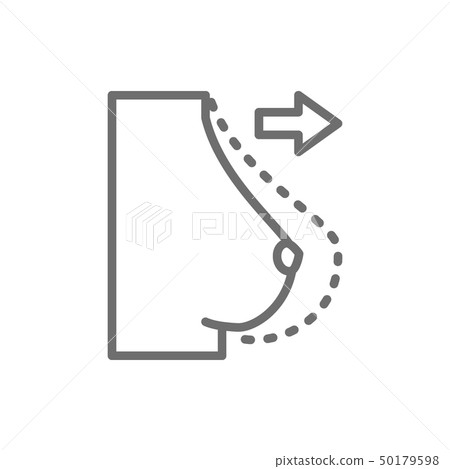 Breast augmentation, plastic surgery line icon. Isolated on white background Breast augmentation, plastic surgery line icon. Isolated on white background 50179598