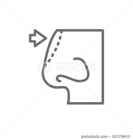 Rhinoplasty, nose plastic surgery line icon. Isolated on white background 50179603