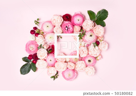 Flowers flat lay composition Flowers flat lay composition 50180082