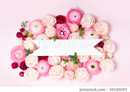 Flowers flat lay composition 50180083