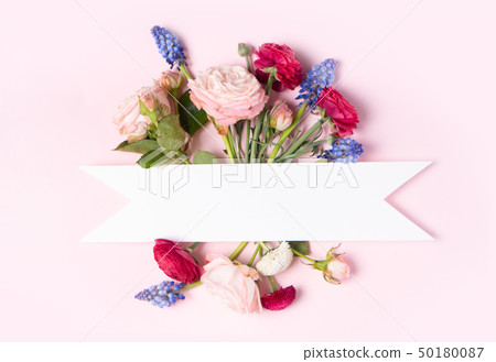 Flowers flat lay composition 50180087