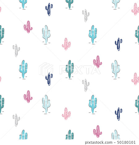 Cactus modern pattern seamless vector texture. - Stock Illustration ...