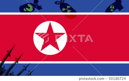North Korea flag and  Nuclear missiles 50180724