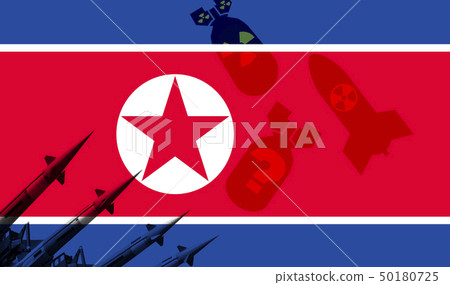 North Korea flag and Nuclear missiles North Korea flag and Nuclear missiles 50180725