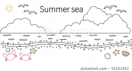 Summer sea of the three-color line drawings Summer sea of the three-color line drawings 50181952