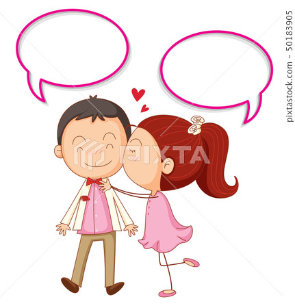 Couple with speech bubbles Couple with speech bubbles 50183905