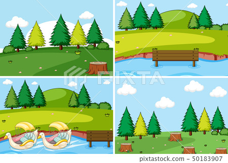 Set of flat nature landscape Set of flat nature landscape 50183907