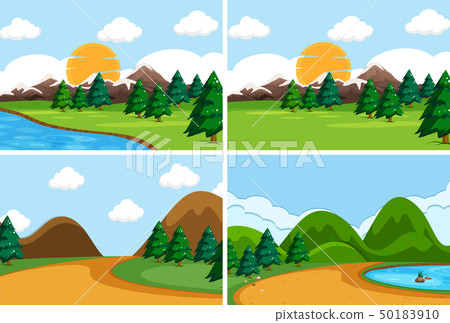 Set of flat nature scene Set of flat nature scene 50183910