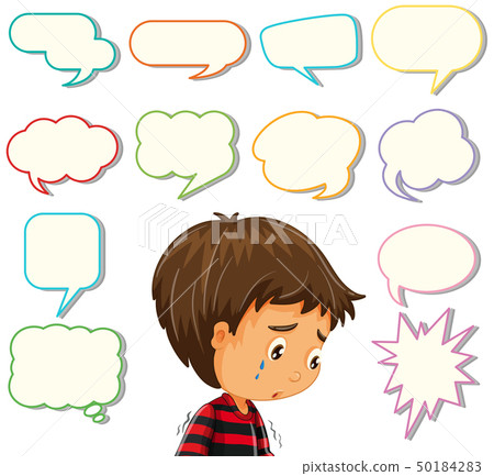 Depress boy with different speech balloon 50184283