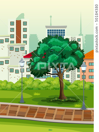 A simple park scene - Stock Illustration [50184380] - PIXTA