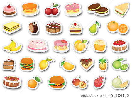 Set of dessert and fruit sticker Set of dessert and fruit sticker 50184400