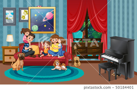 Happy family in ling room Happy family in ling room 50184401