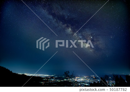 Shonan night view and Milky Way Shonan night view and Milky Way 50187782
