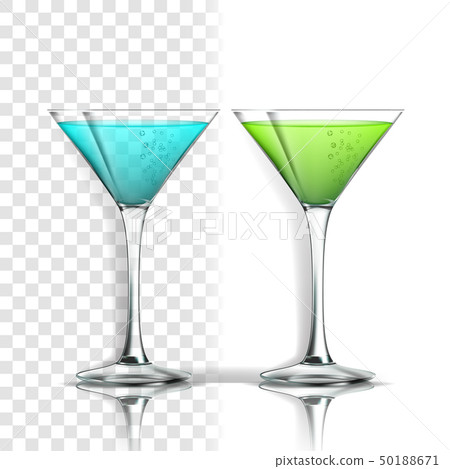 Realistic Glass With Alcoholic Cocktail Vector Realistic Glass With Alcoholic Cocktail Vector 50188671