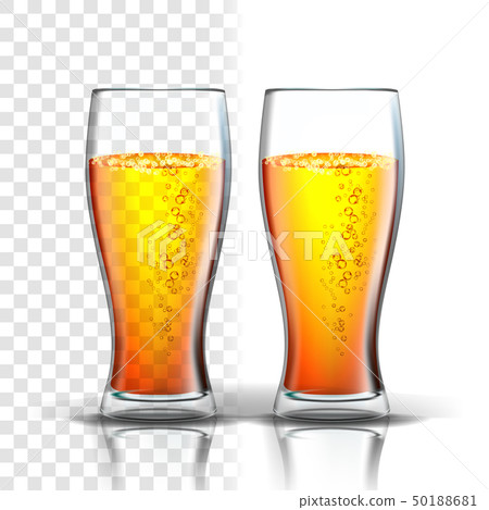Realistic Glass With Bubbles Lager Beer Vector Realistic Glass With Bubbles Lager Beer Vector 50188681