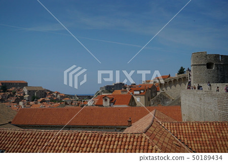 A view of the old town of Dubrovnik, a city called Adriatic pearls, from the city walls A view of the old town of Dubrovnik, a city called Adriatic pearls, from the city walls 50189434
