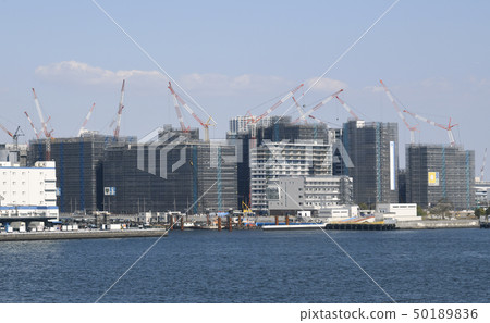 日本的東京都市風景我想看運動員村等正在建設中 日本的東京都市風景我想看運動員村等正在建設中 50189836