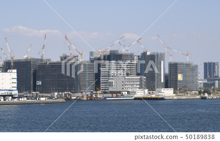 日本的東京都市風景我想看運動員村等正在建設中 日本的東京都市風景我想看運動員村等正在建設中 50189838