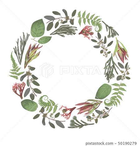 Green vector wreath frame flowers and 50190279