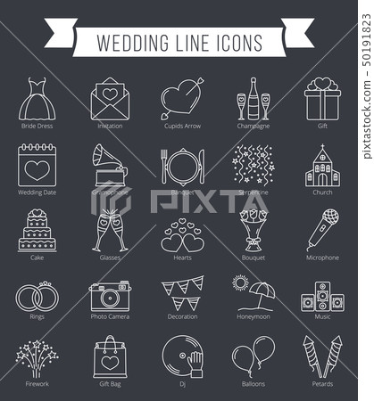 Wedding Line Icons 50191823