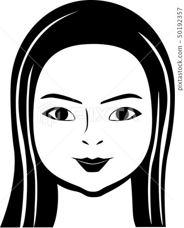 Black and white illustration of calm Chinese woman 50192357