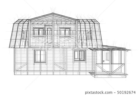 House sketch. Vector rendering of 3d House sketch. Vector rendering of 3d 50192674