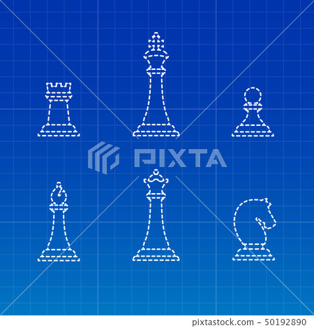 White chess pieces silhouettes 50192890